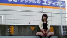 Japanese Crossdresser Outdoor Flashing.