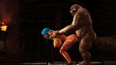 Beautiful female elf gets fucked by the big ogre in dungeon