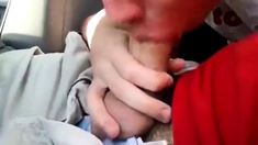 young twink sucks dick in car and swallows