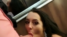 Czech amateur blowjob and fucking POV in public