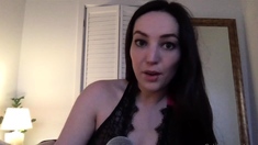 Cute amateur brunette naughty in solo jerking show on camera