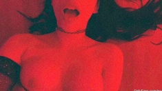 Amateur brunette masturbating outdoors