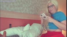 Dirty Blonde Mommy Big Boobs Smokes Masturbate