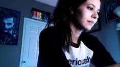 Cute curly brunette solo webcam masturbation