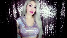 Cute blonde teen in blue panties masturbation on webcam