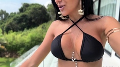 Blonde babe Kagney Karter horny solo masturbation outdoors