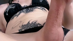 Big Tits Tranny Strokes her Big Cock