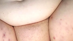 Hot brunette big boobs toying pink pussy