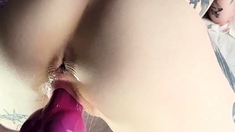 Stacked brunette goes solo toys and masturbation