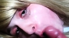 Blonde Crossdresser Swallows Huge Load From Older Man
