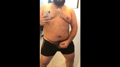 Fat Bear Stroking His Big Cock