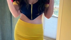 Very hot busty brunette solo masturbation on webcam