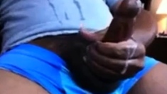 Hung Black Stud Strokes His Big Cock
