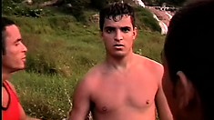 Latino stud survives in the woods only to be fucked up the ass by the horny gay natives