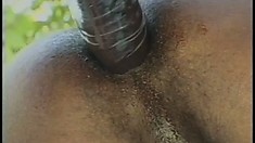 Black soldiers engage in hot anal action in the outdoors before cumming together