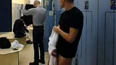 turned on in mens locker room