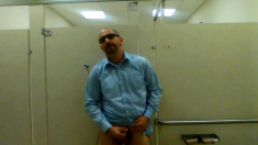 Jerking in a public restroom